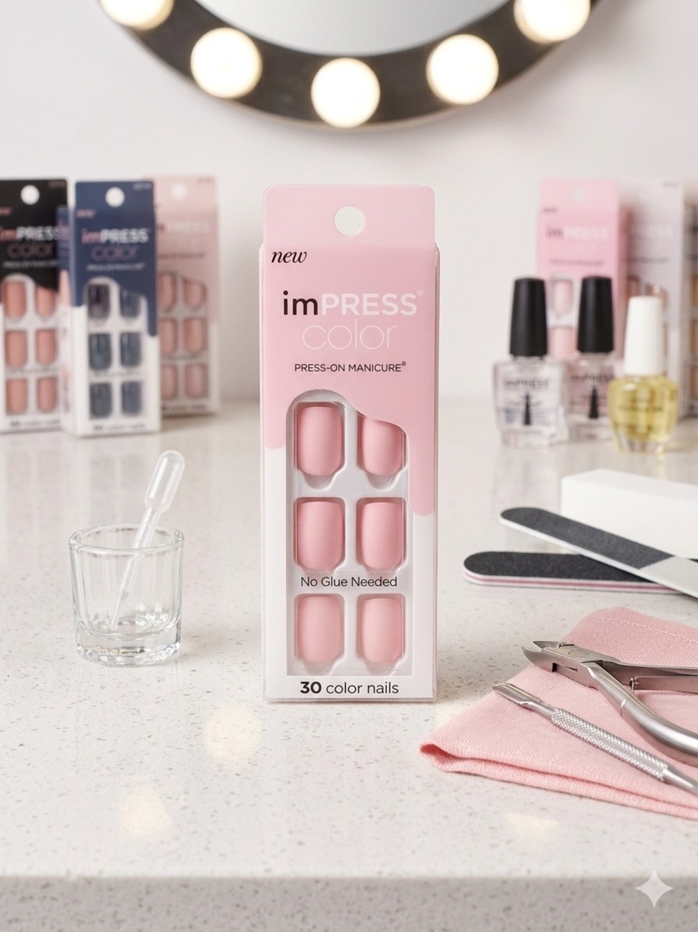 imPRESS Color Press-On Manicure Nails Pack of 30 - Pick me Pink